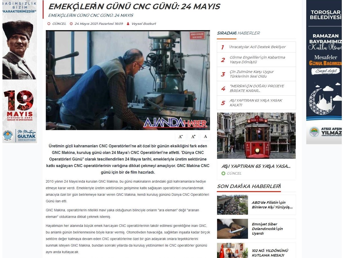 Emekçilerin Günü: 24 Mayıs Dünya CNC Operatörleri Günü