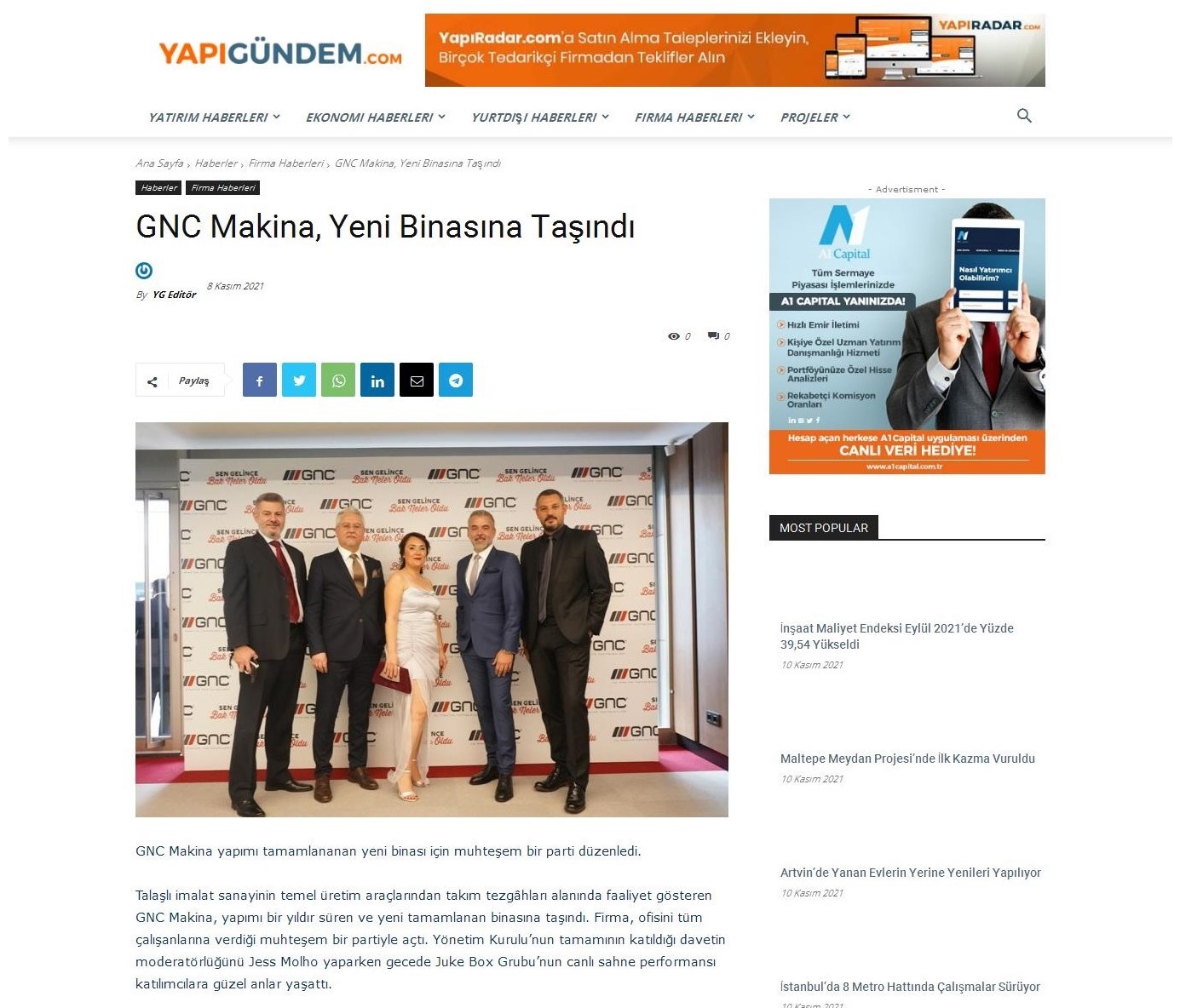 GNC Makina Yeni Binasına Taşındı