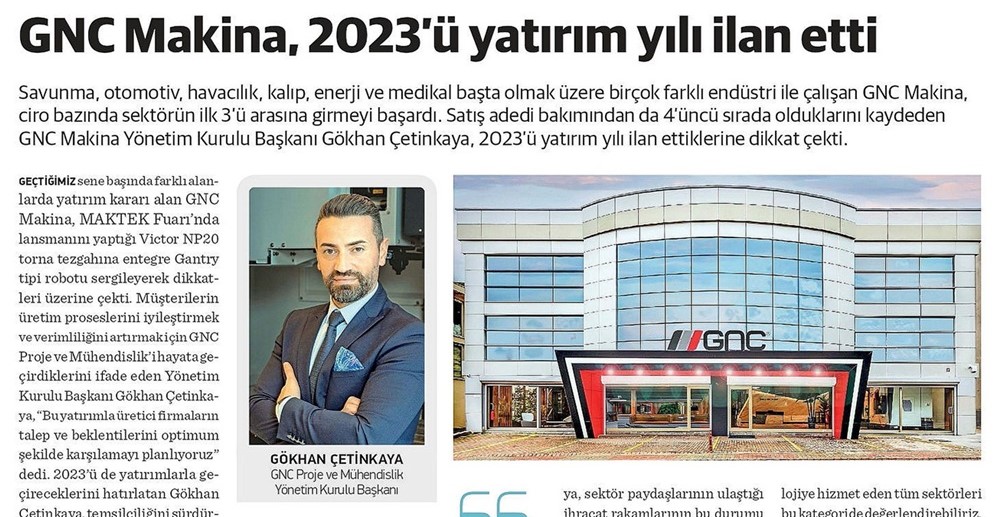 GNC Makina, 2023'ü Yatırım Yılı İlan Etti