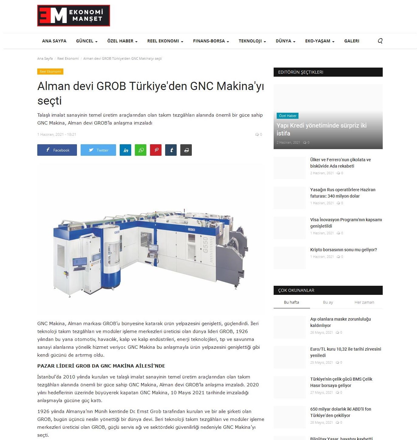 Alman Devi GROB, Türkiye'den GNC Makina'yı Seçti!