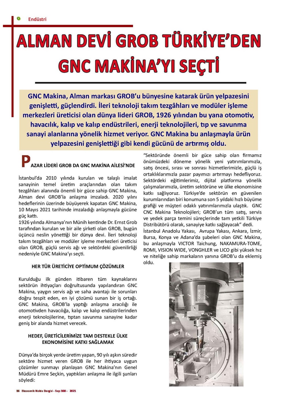 Alman Devi GROB, Türkiye'den GNC Makina'yı Seçti