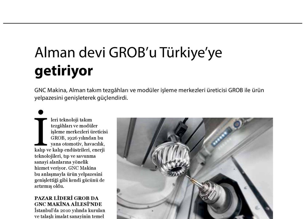GNC Makina Alman Devi Grob'u Türkiye'ye Getiriyor